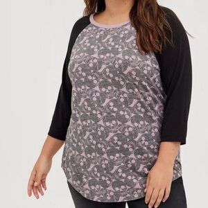 Torrid 1 Raglan Tee - Triblend Jersey Skulls Black